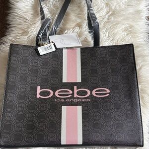 Bebe Tote with Pink and Black Design